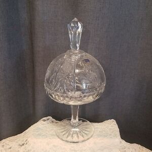 Crystal pedestal candy dish 14" tall